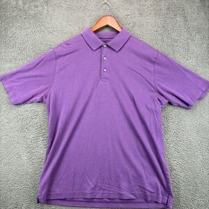 Eddie Bauer Mens Large Purple Short Sleeve Pique Polo Shirt Made in Peru